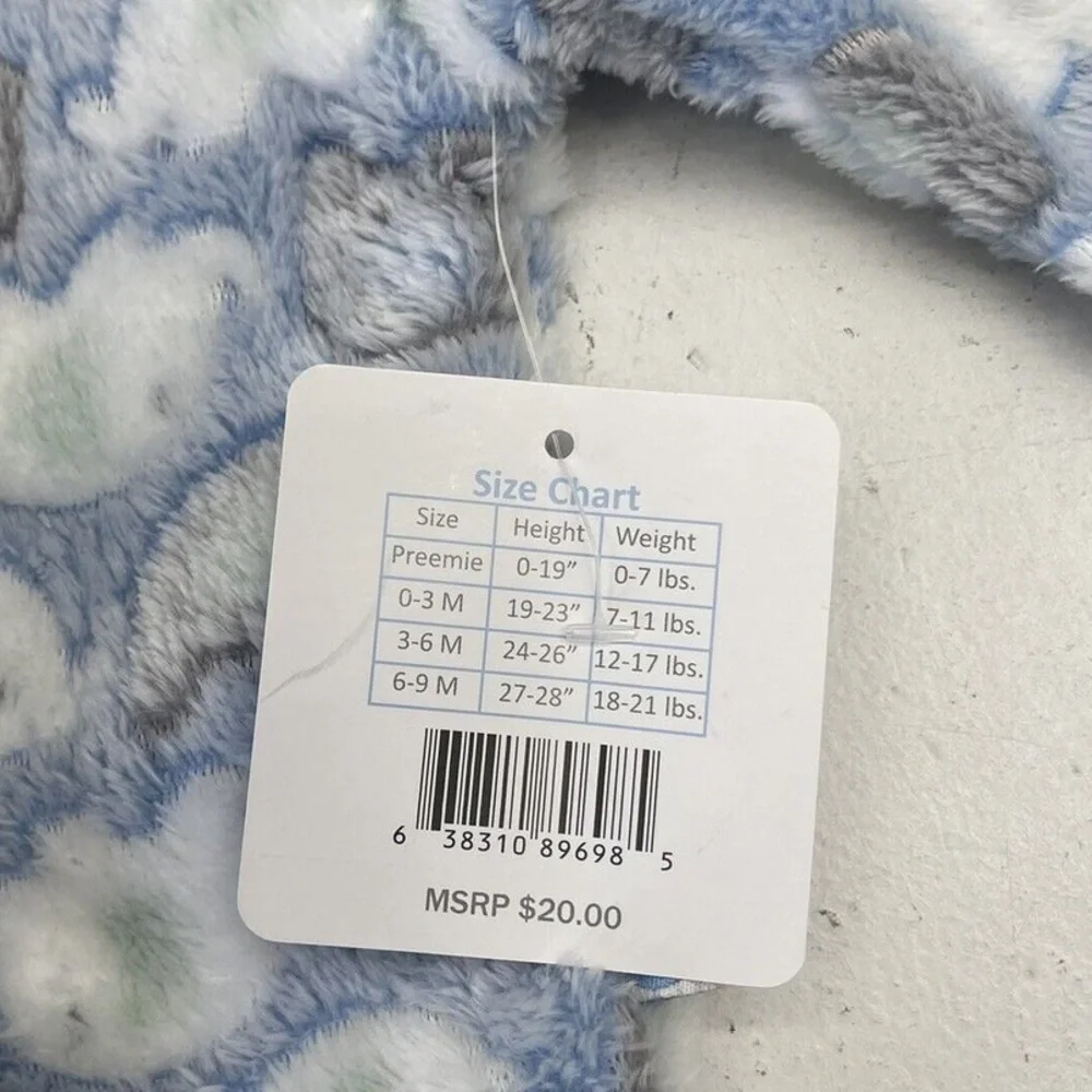 NWOT LITTLE AND LOVED 2 PC HOODED JACKET AND FEET IN PANTS SZ:0-3M BLUE GREY WHT